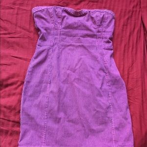 Halter mini dress in pink and blue pinstripes